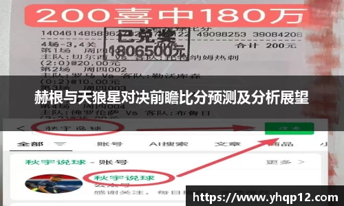 赫根与天狼星对决前瞻比分预测及分析展望
